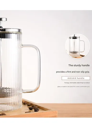 1000ML Double-Wall Glass French Press Coffee Maker (D11 x H20)cm