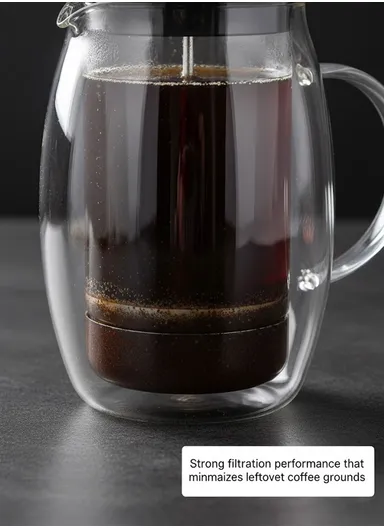 600ML Double-Wall Glass Press Coffee Maker (D12 x H18)cm