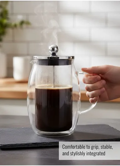 600ML Double-Wall Glass Press Coffee Maker (D12 x H18)cm