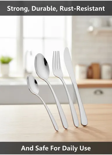 24-Pieces Stainless Steel Dining Cutlery Set With Knives, Forks, Spoons &amp; Teaspoons HR045-2