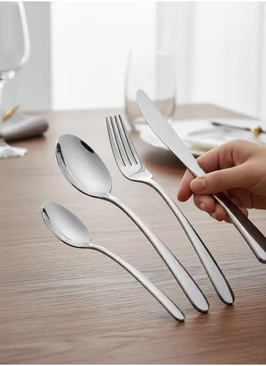 24-Pieces Stainless Steel Dining Cutlery Set With Knives, Forks, Spoons &amp; Teaspoons HR045-2