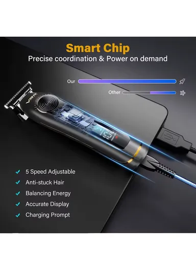 Men's Professional Hair Trimmer with Ceramic MIM Blades, 9000 RPM Motor &amp; 240 Min Cordless Runtime V-299
