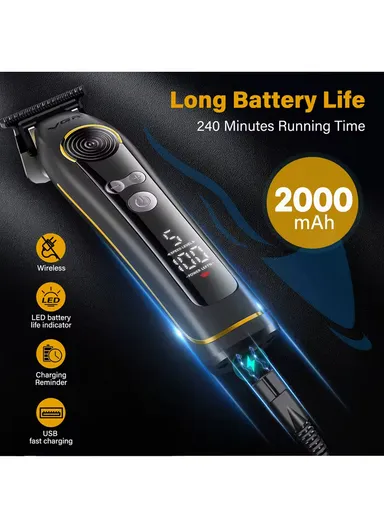 Men's Professional Hair Trimmer with Ceramic MIM Blades, 9000 RPM Motor &amp; 240 Min Cordless Runtime V-299