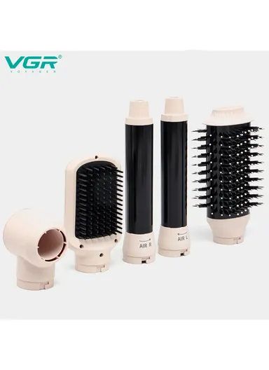 800W Professional 5-in-1 Hot Air Styler &amp; Hair Dryer Brush with 4 Heat Settings &amp; Automatic Curling V-487 - Off-White