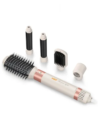 800W Professional 5-in-1 Hot Air Styler &amp; Hair Dryer Brush with 4 Heat Settings &amp; Automatic Curling V-487 - Off-White