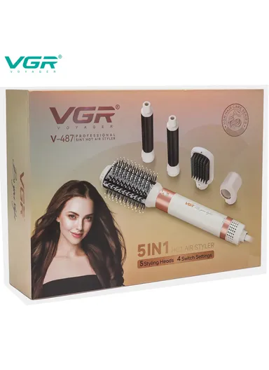 800W Professional 5-in-1 Hot Air Styler &amp; Hair Dryer Brush with 4 Heat Settings &amp; Automatic Curling V-487 - Purple