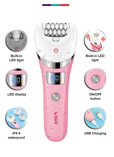 5-in-1 Salon-Grade Lady Care Set, 30 Tweezer Epilator, 180 Min Runtime &amp; IPX6 Waterproof V-759