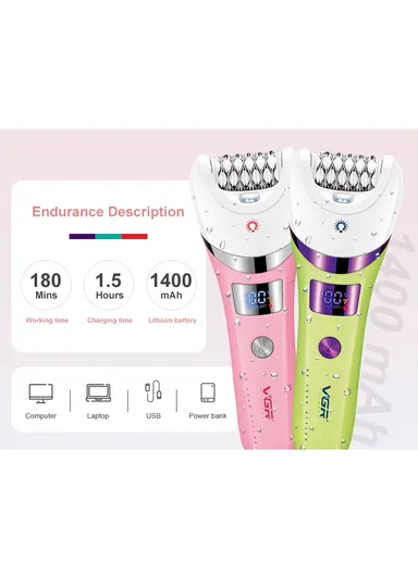 5-in-1 Salon-Grade Lady Care Set, 30 Tweezer Epilator, 180 Min Runtime &amp; IPX6 Waterproof V-759
