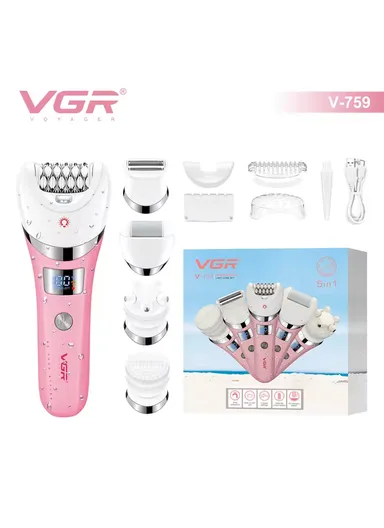 5-in-1 Salon-Grade Lady Care Set, 30 Tweezer Epilator, 180 Min Runtime &amp; IPX6 Waterproof V-759