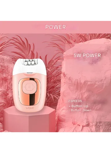 500mAh Rechargeable Lady Epilator with 18 Tweezers, 2 Speeds &amp; Built-in LED Light V-760