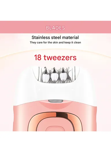 500mAh Rechargeable Lady Epilator with 18 Tweezers, 2 Speeds &amp; Built-in LED Light V-760