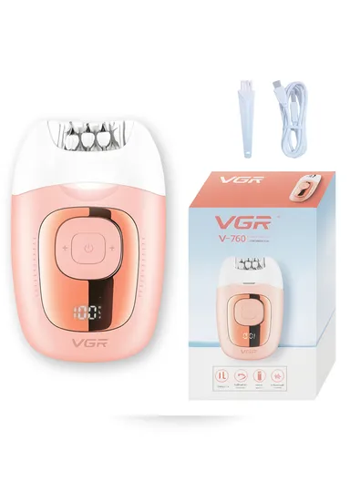 500mAh Rechargeable Lady Epilator with 18 Tweezers, 2 Speeds &amp; Built-in LED Light V-760