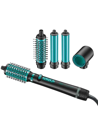 5-in-1 Professional  Hot Air Brush with 1500W BLDC Motor, Ionic Technology &amp; 5 Styling Attachments V-475 - Green