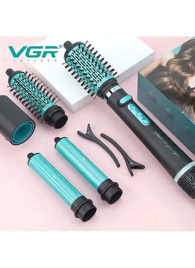 5-in-1 Professional  Hot Air Brush with 1500W BLDC Motor, Ionic Technology &amp; 5 Styling Attachments V-475 - Green