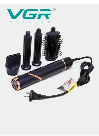4 Pcs 1400W Salon-Grade Hot Air Brush with 12 Custom Modes &amp; 90° Foldable Handle V-474 - Navy