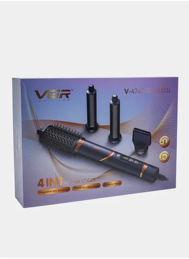 4 Pcs 1400W Salon-Grade Hot Air Brush with 12 Custom Modes &amp; 90° Foldable Handle V-474 - Navy