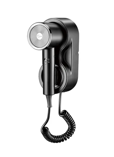 1600W Professional Wall-Mounted Hair Dryer with 3 Heat/Speed Settings &amp; Dual Anti-Scald Tip V-407 - Black