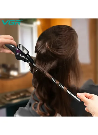 32W Professional Hair Curler with 10mm Ceramic Barrel, LED Temp Control &amp; 30 Min Auto Shut-Off V-573 - Purple