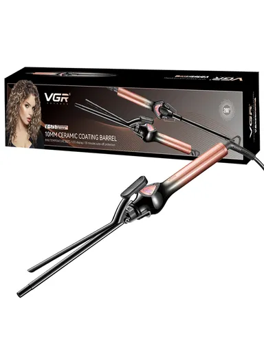 32W Professional Hair Curler with 10mm Ceramic Barrel, LED Temp Control &amp; 30 Min Auto Shut-Off V-573 - Rose Gold