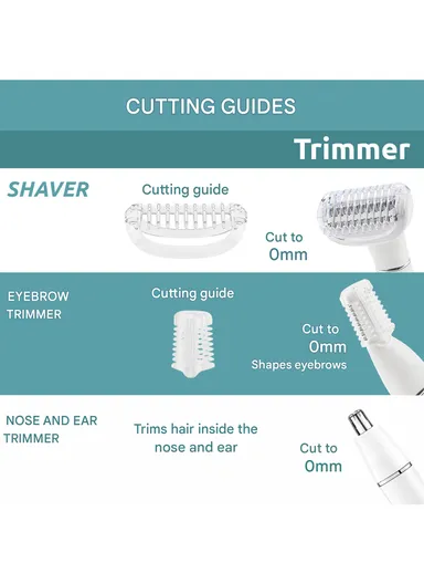 3-in-1 Professional Lady Shaver Set, IPX5 Waterproof, USB Type-C, Body, Face &amp; Eyebrows Trimmer V-611