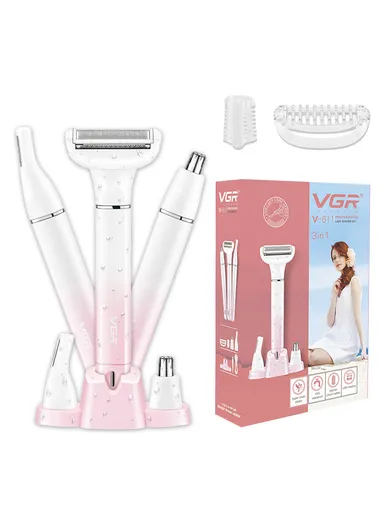 3-in-1 Professional Lady Shaver Set, IPX5 Waterproof, USB Type-C, Body, Face &amp; Eyebrows Trimmer V-611