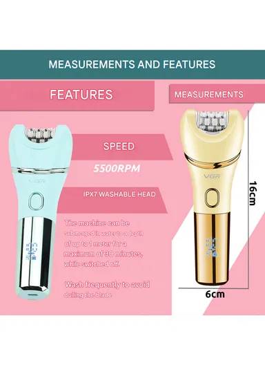 7-in-1 Professional Lady Care Set, IPX7 Waterproof Body Groomer with Callus Remover V-756