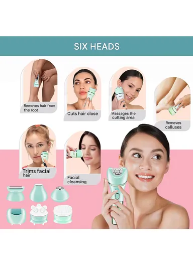 7-in-1 Professional Lady Care Set, IPX7 Waterproof Body Groomer with Callus Remover V-756