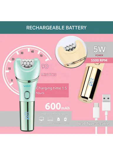 7-in-1 Professional Lady Care Set, IPX7 Waterproof Body Groomer with Callus Remover V-756