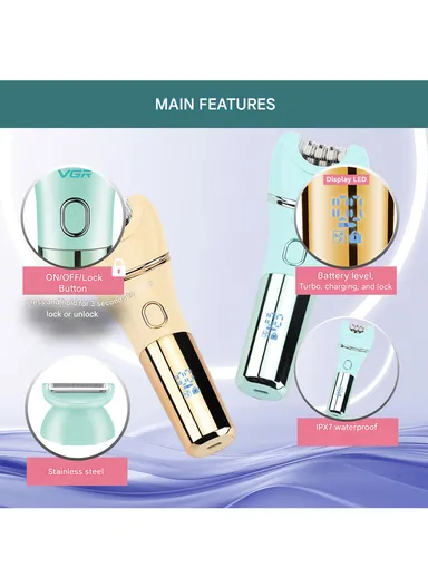 7-in-1 Professional Lady Care Set, IPX7 Waterproof Body Groomer with Callus Remover V-756