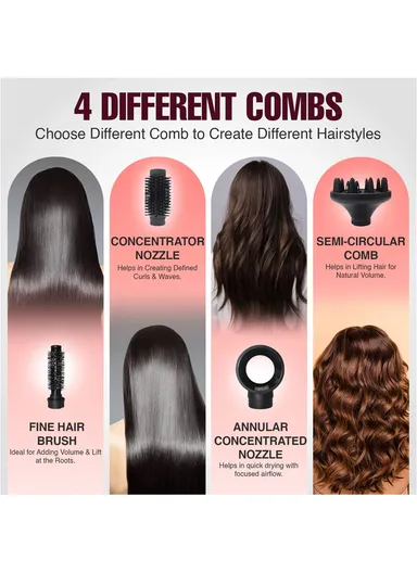 8-in-1 Hot Air Brush, Multi-Functional Styling Set with Powerful 1000–1100W V-488 - Purple