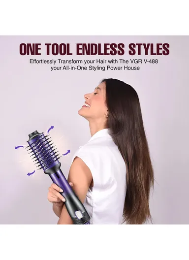 8-in-1 Hot Air Brush, Multi-Functional Styling Set with Powerful 1000–1100W V-488 - Purple