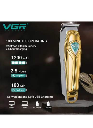 Professional Rechargeable Hair Trimmer, Cordless Hair Trimmer with LED Display &amp; Guiding Comb V-911