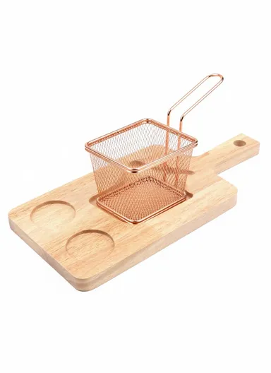 Wood Hanging Basket Tablescape &amp; Stainless Steel Fries Basket 