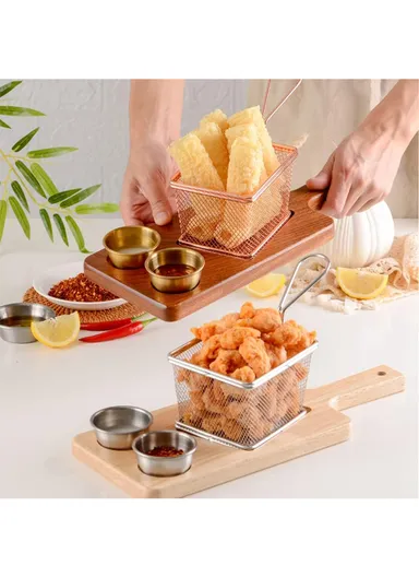 Wood Hanging Basket Tablescape &amp; Stainless Steel Fries Basket 