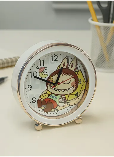Cartoon Labubu Alarm Clock with Clear Ticking Movement &amp; Loud Wake-Up Ring – White