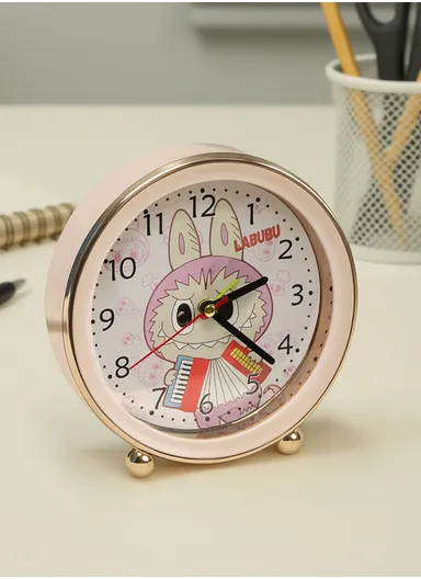 Cartoon Labubu Alarm Clock with Clear Ticking Movement &amp; Loud Wake-Up Ring – Pink