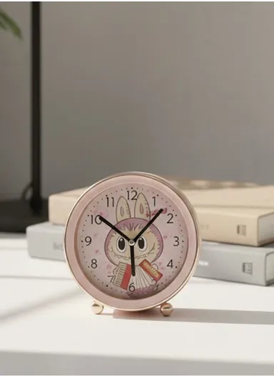 Cartoon Labubu Alarm Clock with Clear Ticking Movement &amp; Loud Wake-Up Ring – Pink