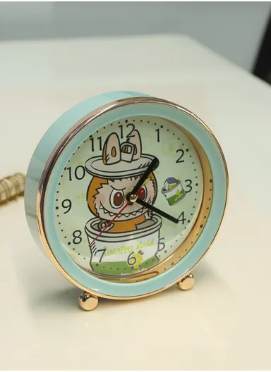 Cartoon Labubu Alarm Clock with Clear Ticking Movement &amp; Loud Wake-Up Ring – Aqua