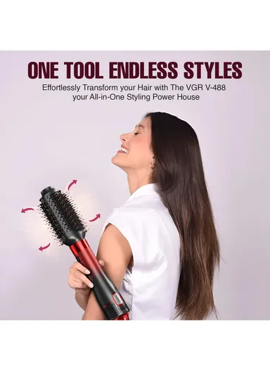 8-in-1 Hot Air Brush, Multi-Functional Styling Set with Powerful 1000–1100W V-488 - Red
