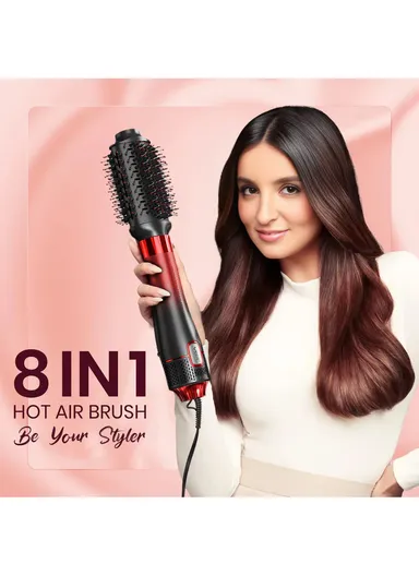 8-in-1 Hot Air Brush, Multi-Functional Styling Set with Powerful 1000–1100W V-488 - Red