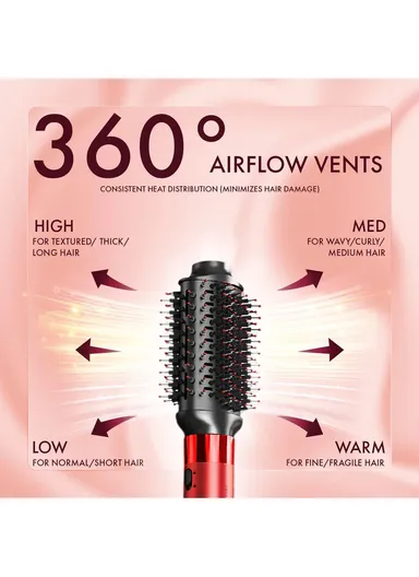 8-in-1 Hot Air Brush, Multi-Functional Styling Set with Powerful 1000–1100W V-488 - Red