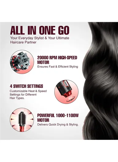 8-in-1 Hot Air Brush, Multi-Functional Styling Set with Powerful 1000–1100W V-488 - Red