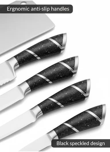 8-Pieces Stainless Steel Knife Block Set with Acrylic Holder (H23 × D15)cm - Grey