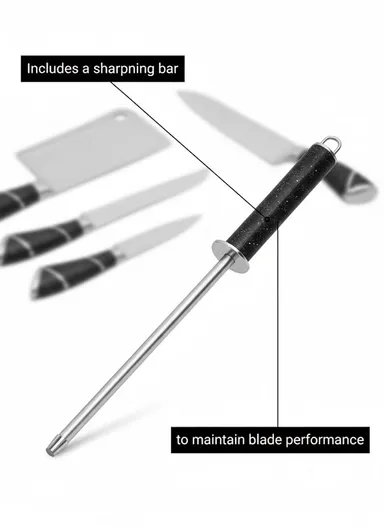 8-Pieces Stainless Steel Knife Block Set with Acrylic Holder (H23 × D15)cm - Grey