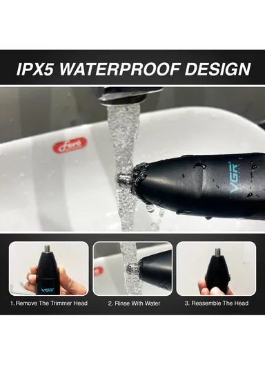 3-in-1 Nose, Ear &amp; Body Hair Trimmer, Rechargeable IPX5 Waterproof Grooming Kit with LED Display V-603