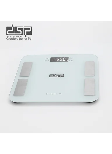 180Kg Max Weight Multifunctional Smart Body Fat Scale with LCD Display &amp; 13 User Support (APP: OKOK International) KD7046 (L33 x W33 x H1.8)cm - White