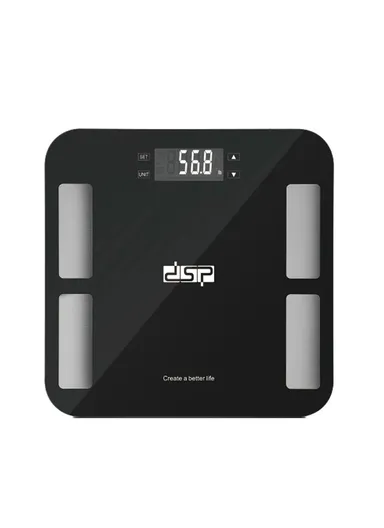180kg Max Load 6mm Tempered Glass Body Fat Scale High-Precision Digital Body Composition Scale with LCD Display KD7046 – Black