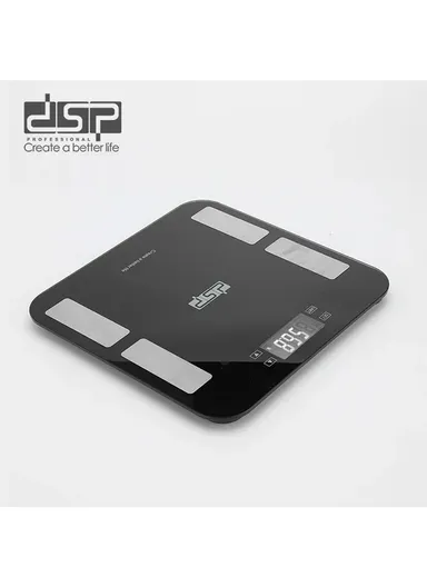180kg Max Load 6mm Tempered Glass Body Fat Scale High-Precision Digital Body Composition Scale with LCD Display KD7046 – Black