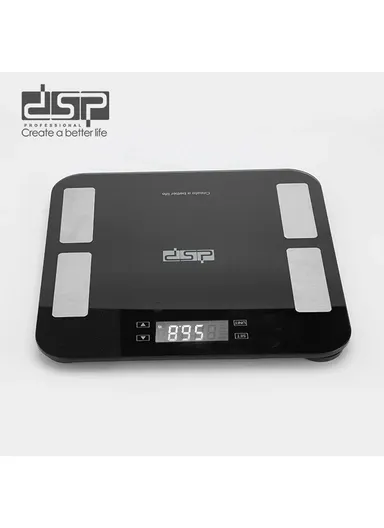 180kg Max Load 6mm Tempered Glass Body Fat Scale High-Precision Digital Body Composition Scale with LCD Display KD7046 – Black