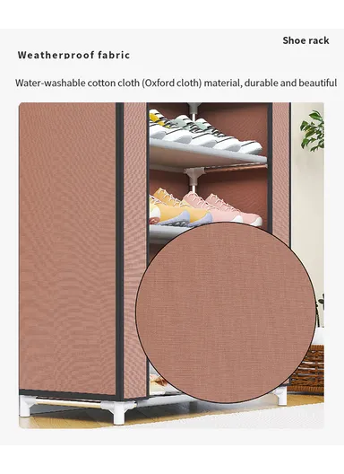 9-Tier Vertical Narrow Shoe Rack Organizer Tall Shoe Rack for Closet Entryway Non-Woven Cover Shoe Shelf (W58 x D30 x H158)cm - Win Red